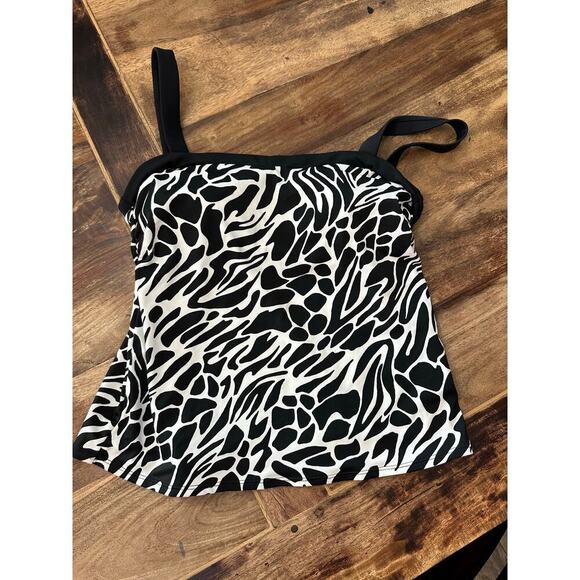 Miraclesuit Women's Black White Animal Print Swimsuit Bikini Tankini Top Size 8 - Picture 2 of 8